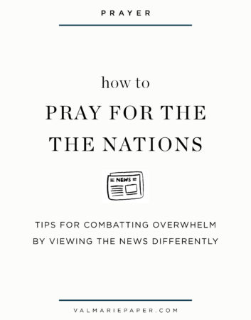 How to Pray for your World & Nation by Valerie Woerner | Val Marie Paper, prayer journal, prayer tips, Bible study, women's ministry, faith, Christian books, news, family