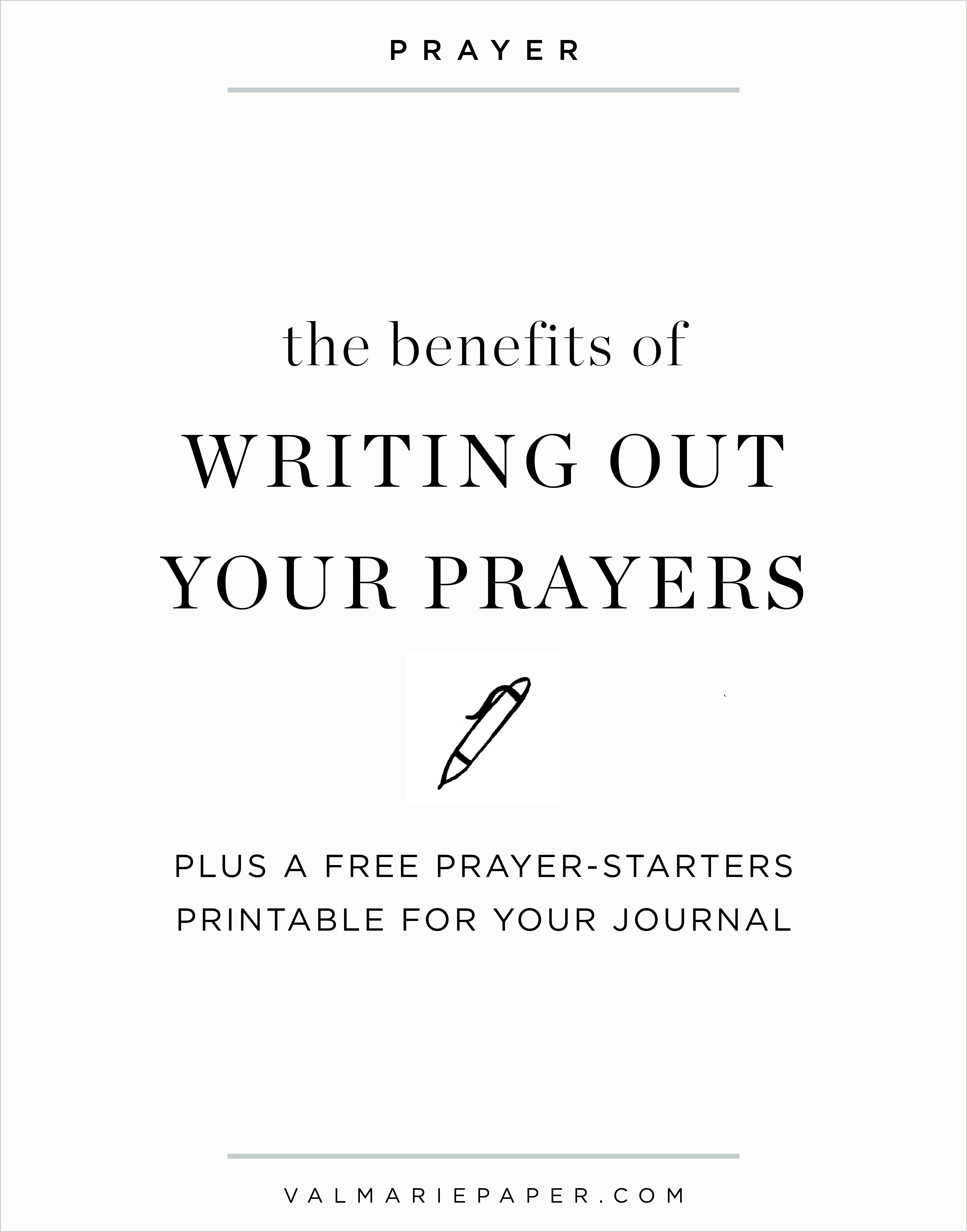 the benefits of writing out your prayers by Val Marie Paper | Valerie Woerner, conversation section, prayer journal, journaling, bullet, printable, diy