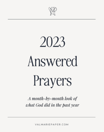 2023 answered prayers by Valerie Woerner, goal series, 2024, new year, goals for 2024, reflecting on 2023, prayer life, recording prayers, prayer journals